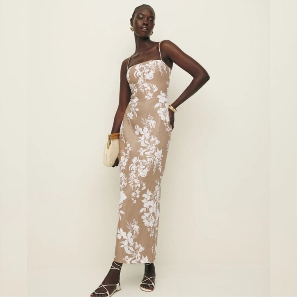 Reformation Frankie Linen Dress in Dune